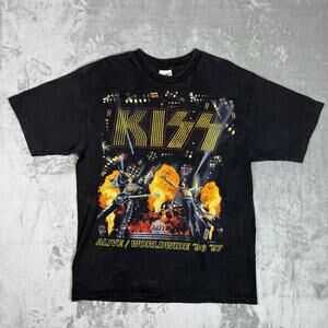 Vintage Kiss Men XL 1996 1997 Alive Worldwide Tour Concert Band Tee Tshirt Black